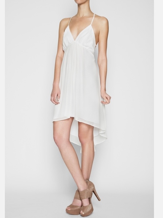 BCBGeneration Dresses & Skirts - BCBGeneration White Strappy Back Cutout Chiffon High-Low Dress WO06Q555/DC1110